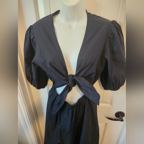 The Drop Women's Black Prisha Cut-Out Poplin Midi Dress | Sz M | NWT - Picture 6 of 11